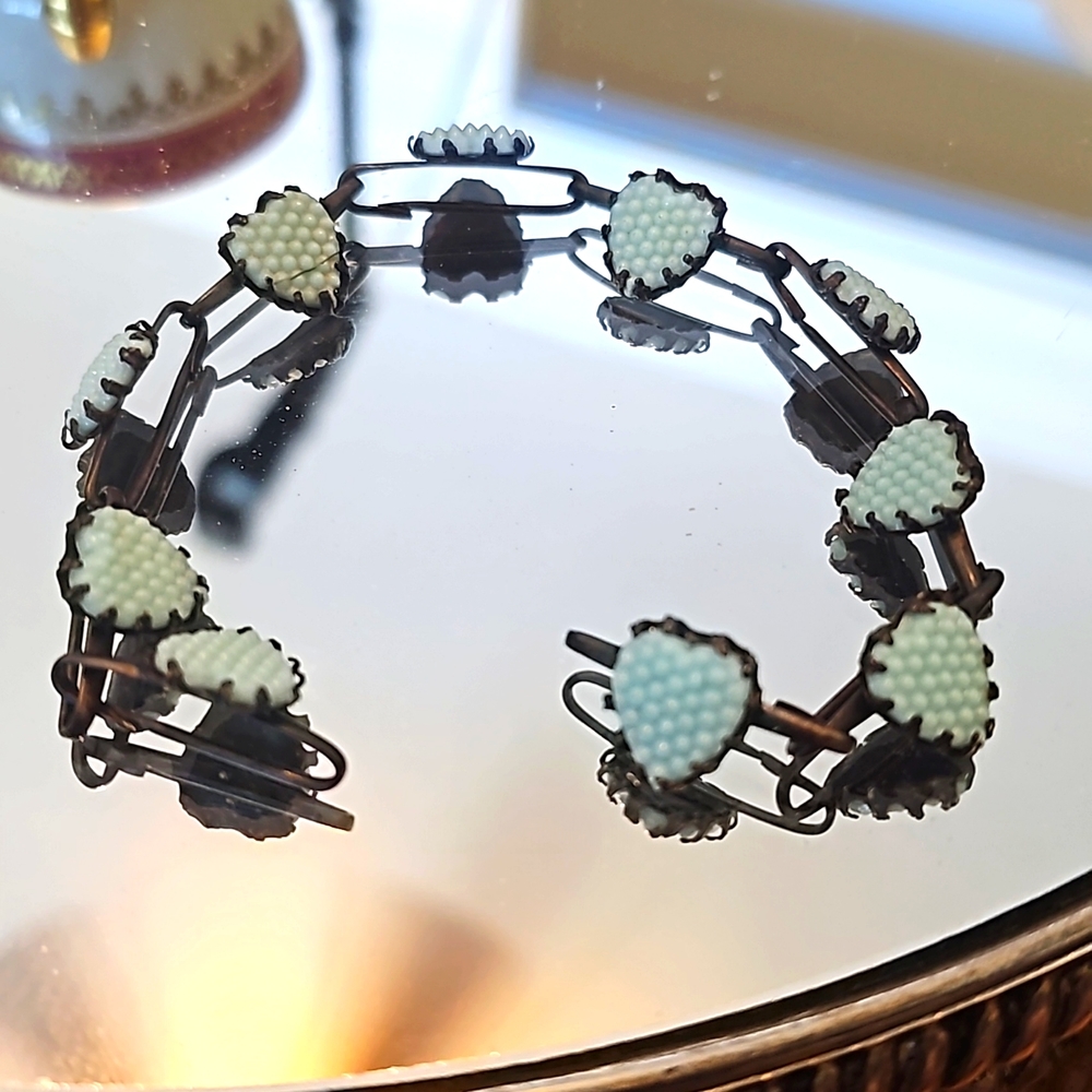 Antique Safety Pin Heart Shaped Bracelet